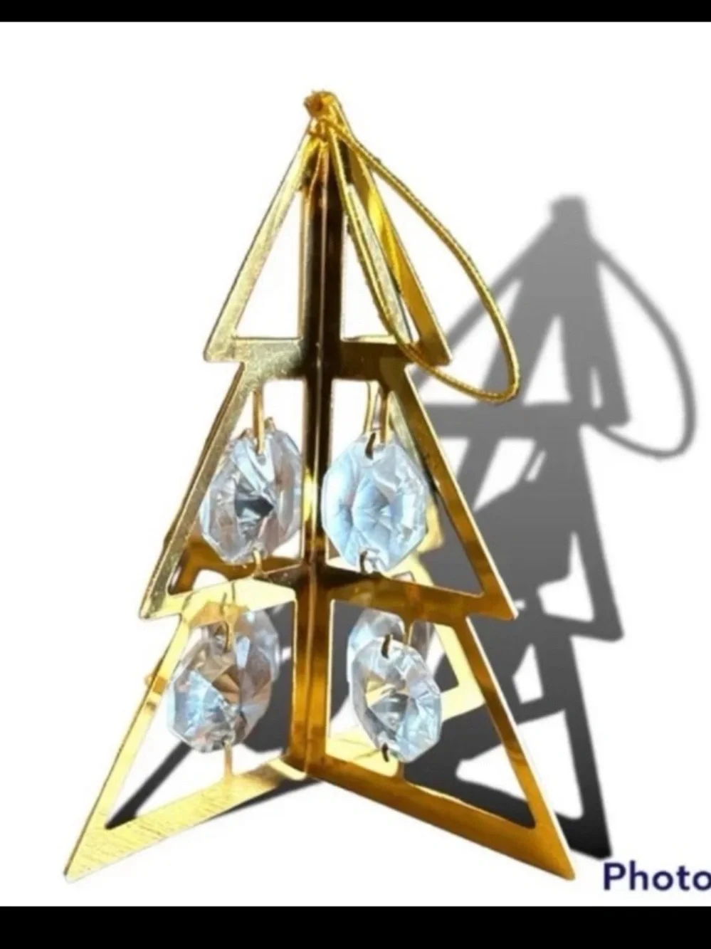 Vintage 24K Gold Plated Austrian Crystal Christmas Ornament - Set of 5